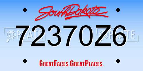 72370Z6 South Dakota License Plate