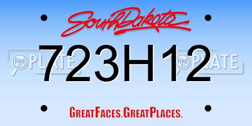 723H12 South Dakota License Plate