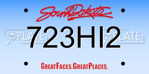 723HI2 South Dakota License Plate