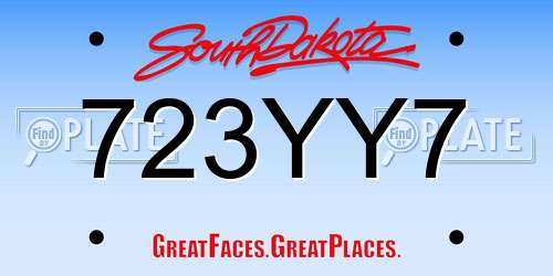723YY7 South Dakota License Plate