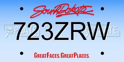 723ZRW South Dakota License Plate