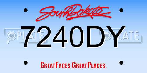 7240DY South Dakota License Plate