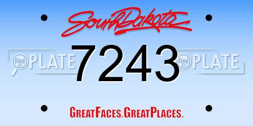 7243 South Dakota License Plate