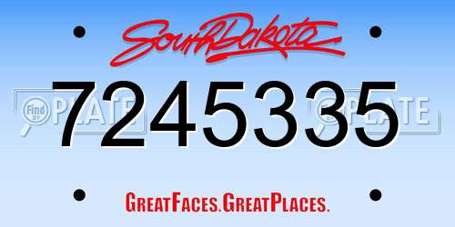7245335 South Dakota License Plate