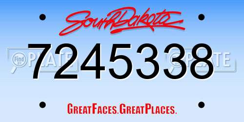 7245338 South Dakota License Plate