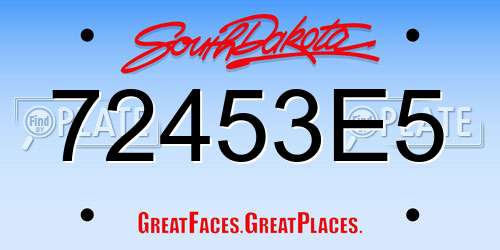 72453E5 South Dakota License Plate
