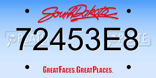 72453E8 South Dakota License Plate