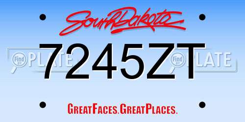 7245ZT South Dakota License Plate