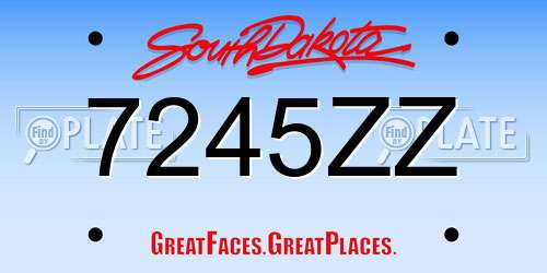 7245ZZ South Dakota License Plate