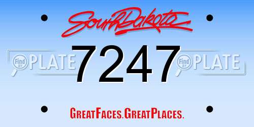 7247 South Dakota License Plate