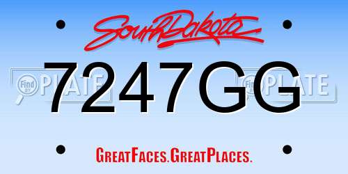 7247GG South Dakota License Plate
