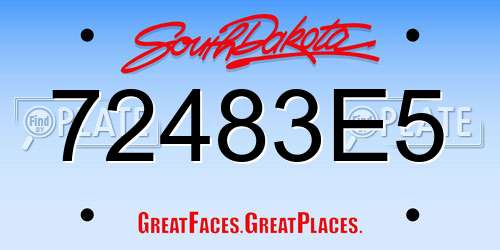 72483E5 South Dakota License Plate