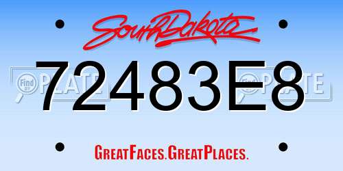 72483E8 South Dakota License Plate
