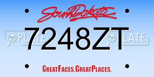 7248ZT South Dakota License Plate
