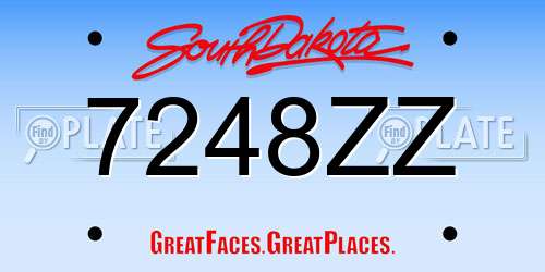 7248ZZ South Dakota License Plate