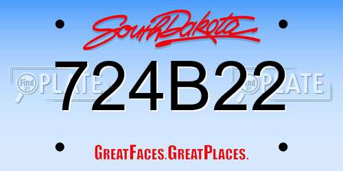 724B22 South Dakota License Plate