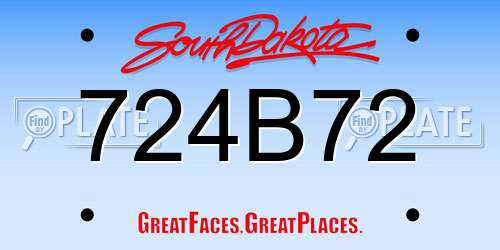 724B72 South Dakota License Plate