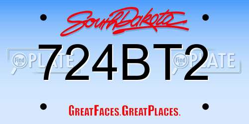 724BT2 South Dakota License Plate