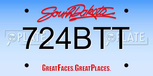724BTT South Dakota License Plate