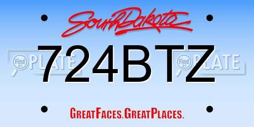 724BTZ South Dakota License Plate