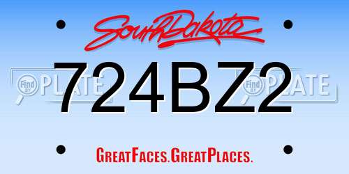 724BZ2 South Dakota License Plate