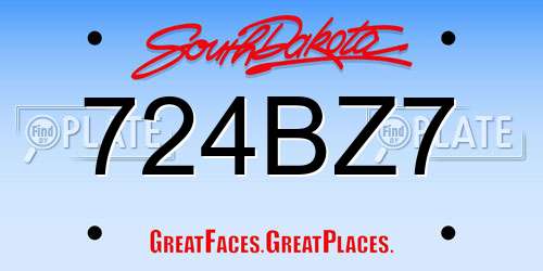 724BZ7 South Dakota License Plate