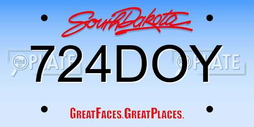 724DOY South Dakota License Plate
