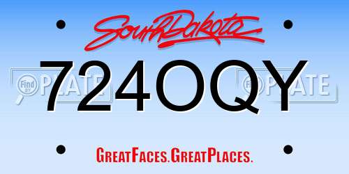 724OQY South Dakota License Plate