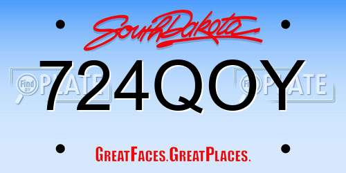 724QOY South Dakota License Plate