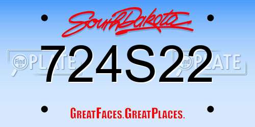 724S22 South Dakota License Plate
