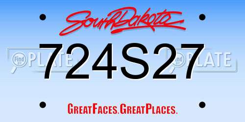 724S27 South Dakota License Plate