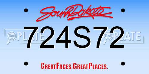 724S72 South Dakota License Plate