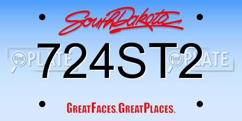 724ST2 South Dakota License Plate