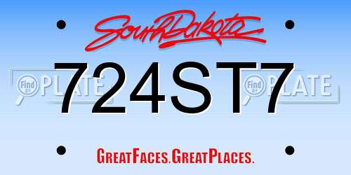 724ST7 South Dakota License Plate
