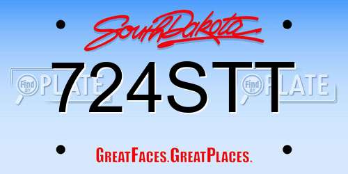 724STT South Dakota License Plate