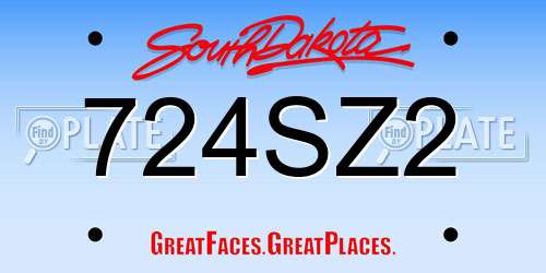 724SZ2 South Dakota License Plate