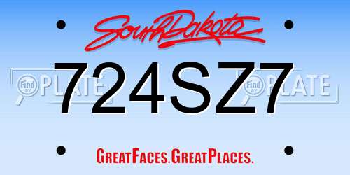 724SZ7 South Dakota License Plate