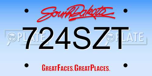 724SZT South Dakota License Plate