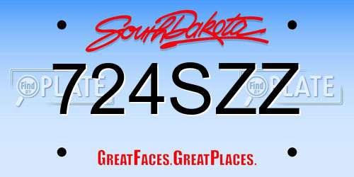 724SZZ South Dakota License Plate