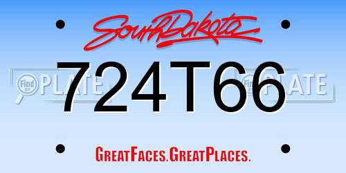 724T66 South Dakota License Plate