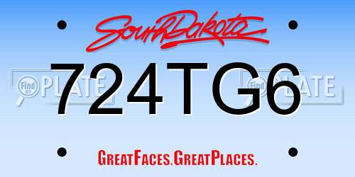 724TG6 South Dakota License Plate