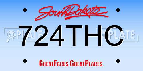 724THC South Dakota License Plate