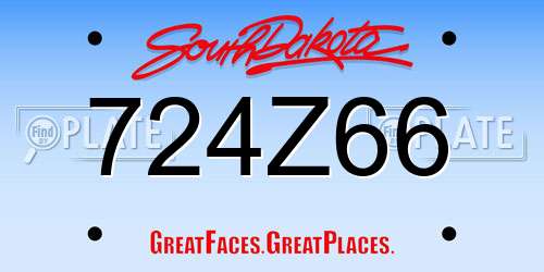 724Z66 South Dakota License Plate