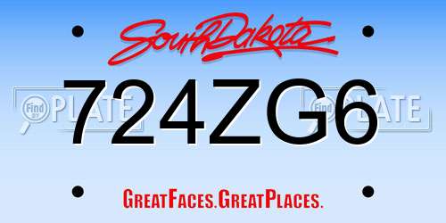 724ZG6 South Dakota License Plate