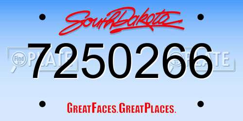 7250266 South Dakota License Plate