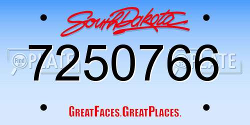 7250766 South Dakota License Plate
