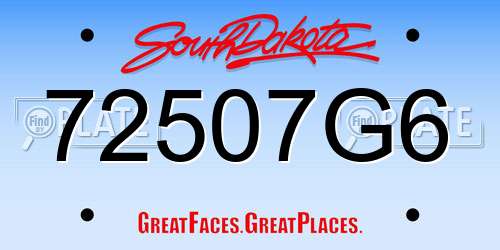 72507G6 South Dakota License Plate