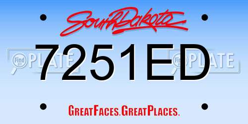 7251ED South Dakota License Plate