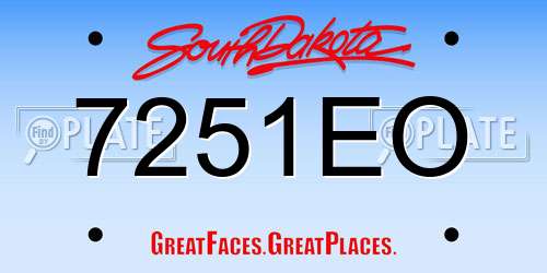 7251EO South Dakota License Plate