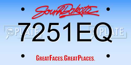 7251EQ South Dakota License Plate